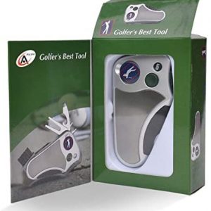 Golfer’s Best Tool Golf Multitool All-IN-ONE – Stroke Counter, Divot Repair Tool, Brush, Ball Marker, Cleat Tightener, Club Groove Cleaner, Best Golf Gift Idea For Men Women, Souvenir, Present