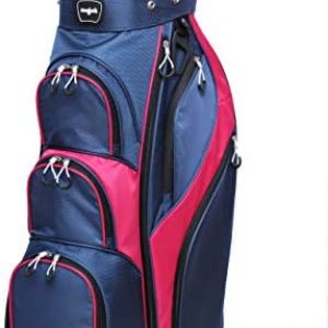 Majek Premium Ladies Navy Blue Pink Golf Bag 9.5 inch 14-Way Friendly Separator Top with Putter Sleeve