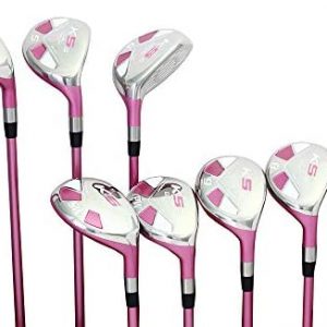 Majek Pink Ladies Golf Hybrids Irons Set New Womens Best All True Hybrid Ultra Light Weight Forgiving Fuchsia Woman Complete Package Includes 4 5 6 7 8 9 PW SW All Lady Flex Utility Clubs