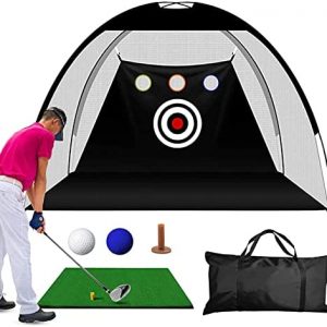 Aogbra Golf Practice Net, 10ft X 7ft Golf Hitting Training Aids Nets with Target for Backyard Driving Chipping