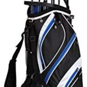 18 Piece Men’s Complete Golf Club Package Set With Titanium Driver, #3 & #5 Fairway Woods, #4 Hybrid, 5-SW Irons, Putter, Stand Bag, 4 H/C’s – Choose Color & Size