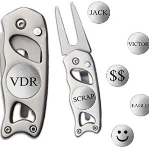 Indiana Metal Craft Switchblade Divot Repair Tool Stainless Steel Personalized with Two Ball Markers (one Spare)