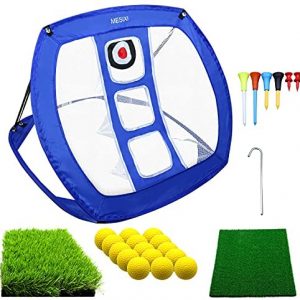 MESIXI Pop Up Golf Chipping Net | Perfect Golf Gifts for Men, Outdoor Indoor Putting Green Golfing Target Accessories Backyard Practice Swing Game with 15 Training Balls and Two Hitting Mats