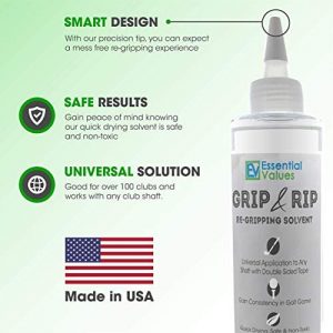 Essential Values Golf Grip Kit (8 Fl Oz) | Made in USA, Golf Solvent – Double The Solution Compared to Other Brands – Excellent for Quick & Easy Regripping of Golf Clubs