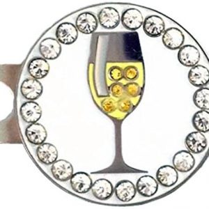 Giggle Golf Bling White Wine Golf Ball Marker with A Standard Hat Clip for Women