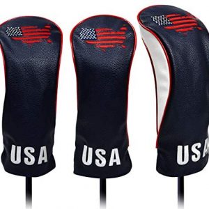 USA Golf Head Covers for Driver & Fairway Woods – Premium Leather Headcovers, Designed to Fit All Woods and Drivers