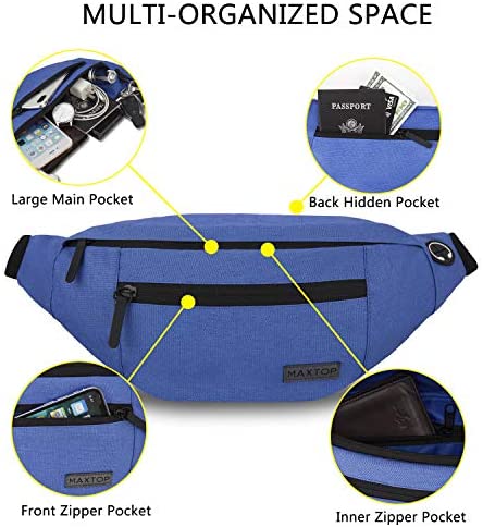MAXTOP Large Crossbody Fanny Pack with 4-Zipper Pockets,Gifts for Enjoy Sports Festival Workout Traveling Running Casual Hands-Free Wallets Waist Pack Phone Bag Carrying All Phones 4 MAXTOP Large Crossbody Fanny Pack with 4-Zipper Pockets,Gifts for Enjoy Sports Festival Workout Traveling Running Casual Hands-Free Wallets Waist Pack Phone Bag Carrying All Phones - Image 4