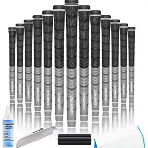CHAMPKEY Multi Compound Golf Grips 13 Pack | Come with Solvent,15 Tapes,Vise Clamp and Hook Blade | Micro Texture Control and Medium Feedback Golf Club Grips