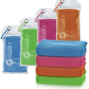 U-pick 4 Packs Cooling Towel (40″x 12″),Ice Towel,Microfiber Towel,Soft Breathable Chilly Towel for Yoga,Sport,Gym,Workout,Camping,Fitness,Running,Workout & More Activities
