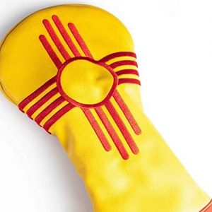 Pins & Aces New Mexico Tribute Premium Golf Club Head Cover – Premium, Hand-Made Leather Headcover – NM Flag Styled, Tour Quality Golf Club Cover – Style & Customize Your Golf Bag