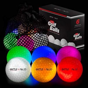 BattlePulse Glow Golf Balls with Mesh Bag | 6 pcs Light Up Golf Balls | LED Light Glow Balls for Golfing | 300-hr Lighting Time | Water Resistant Glow in The Dark Ball | 3-Layer Design | Vivid Colors