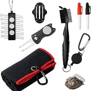 Searching Roads 19 Pieces Golf Accessories Kit, Golf Accessories for Men,Include Cleaning Towel, Divot Repair Tool, Golf Club Cleaner, Golf Ball Marker,Golf Marking Pen and Golf Tee,Golf Gifts for Men