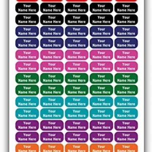 75 Personalized Waterproof Name Labels. Press and Stick Multi use Custom Name Labels. Customized 2 Lines of Text and Color. ID Identification Name Stickers with Permanent Self Adhesive.