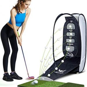 wosofe Golf Practice Hitting Net Indoor Backyard Home Chipping 2 Target and Ball Swing Training Aids Golfing Accuracy with A Tri-Turf Mat and Carry Bag Great Gifts for Dad Mom Husband Women Kid Golfers