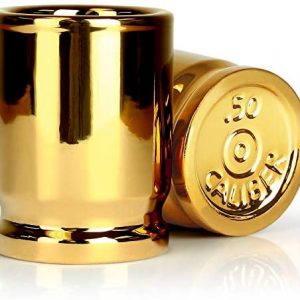 The Original 50 Cal Shot Glass, Set of 2 Shot Glasses Shaped like 50 Caliber Bullet Casings – Each Shot Holds 2 Ounces