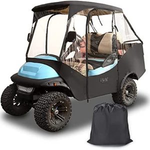 10L0L 4 Passenger Golf Cart Enclosures for Club Car Precedent with Security Side Mirror Openings, Waterproof Portable Transparent Golf Cart Cover Storage Driving Enclosure – Passengers Can Sit in Back