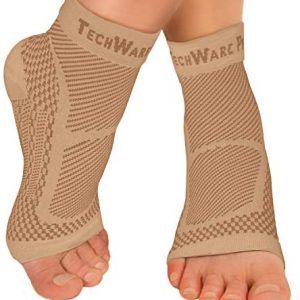 TechWare Pro Ankle Brace Compression Sleeve – Relieves Achilles Tendonitis, Joint Pain. Plantar Fasciitis Sock with Foot Arch Support Reduces Swelling & Heel Spur Pain. Injury Recovery for Sports