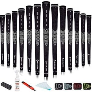 SAPLIZE Golf Grips, 4 Colors Available, 13 Grips or with Full Regripping Kit(Tapes, Solvent, Vise Clamp, Hook Blade), Anti-Slip Rubber Golf Club Grips, Standard/Midsize