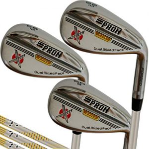 Japan Pron USGA R A Rules Wedge Mens Golf Club Set, 2021 TRG Model, CNC Milled Face, Chrome Finish, 52 56 60 Degree, 10 12 8 Bounce, Graphite Shaft, with Cover, Pack of 3