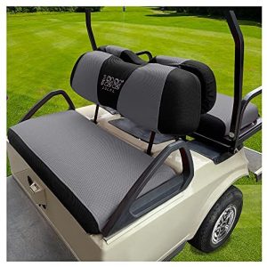 10L0L Golf Cart Seat Cover for Club Car DS EZGO RXV TXT, Front and Rear Golf Cart Cover Washable Breathable Polyester Mesh Cloth Keep The Seat Cool in Summer (Gray and Black)