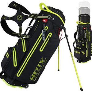 Helix Golf Stand Bag Retractable, 6 Way Dividers with Backstrap Shoulder Carry Golf Bag, Golf Bag Stand with Wheel for Traveling
