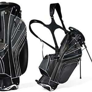 GYMAX Golf Stand Bag, 6 Way Divider Golf Carry Bag with Straps Lightweight Portable