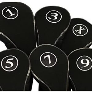 Black Golf Zipper Head Covers Driver 1 3 5 7 9 X Fairway Woods Headcovers Metal Neoprene Traditional Plain Protective Covers Fits All Fairway Clubs