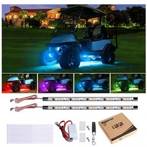 10L0L Golf Cart Underglow LED Light Strip Kit, 13 Modes Glow Neon Lighting with Wireless Remote Control, Sound Active, Water Resistant Flexible Tubes 126-LEDs 86 Inch 2 Pack