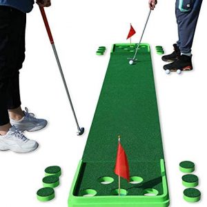 SPRAWL Golf Pong Game Set Putting Mat Indoor & Outdoor Golf Putting Green Golf Putt Practice Training Aid Gift for Home, Office, Backyard