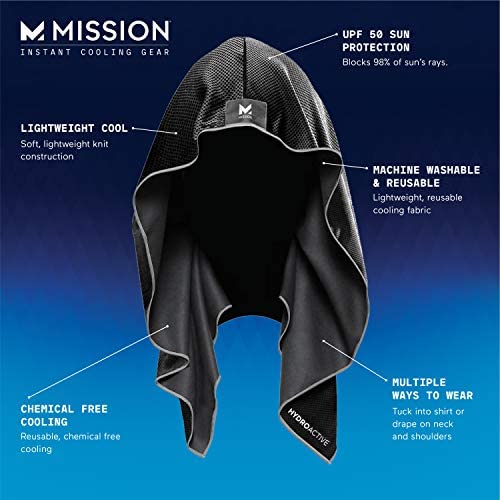 Mission Cooling Hoodie Towel- Hood Towel, Evaporative Cool Technology, Cools Instantly when Wet, UPF 50 Sun Protection, Contours Your Head to Stay in Place, Great for Sports, Fitness, Gym- Black 3 Mission Cooling Hoodie Towel- Hood Towel, Evaporative Cool Technology, Cools Instantly when Wet, UPF 50 Sun Protection, Contours Your Head to Stay in Place, Great for Sports, Fitness, Gym- Black - Image 3