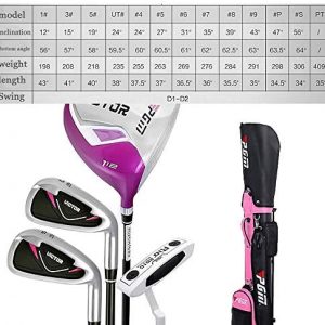 TSSM Golf Club Package Set,with Titanium Driver Steel Shafted Irons & Graphite Shafted Woods Mens Right Hand Putter Suitable for Beginners Kids 4 Clubs for Ladies