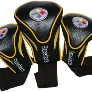 Team Golf NFL Pittsburgh Steelers Contour Golf Club Headcovers (3 Count), Numbered 1, 3, & X, Fits Oversized Drivers, Utility, Rescue & Fairway Clubs, Velour lined for Extra Club Protection