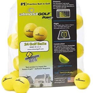 AG AlmostGolf Balls – Limited Flight Practice Golf Balls – (24 Pack) – Almost Golf Balls Foam Golf Training Aids for Indoor Or Yard Practice – Includes 24 AlmostGolf Balls with 5 Liberty Tees