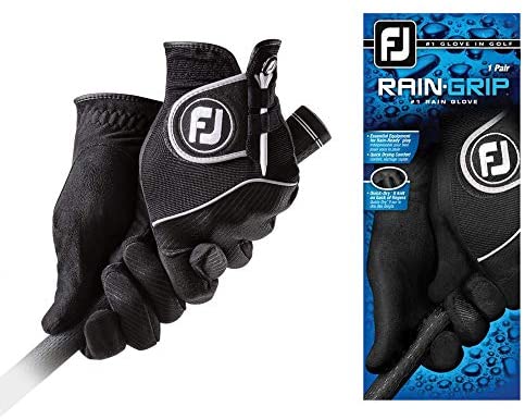 FootJoy Men's RainGrip Golf Gloves, Pair (Black) 2 FootJoy Men's RainGrip Golf Gloves, Pair (Black) - Image 2