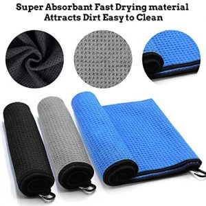 ToVii Golf Towel Microfiber Waffle Pattern Golf Towel | Brush Tool Kit with Club Groove Cleaner | Golf Divot Tool | Golf Accessories for Men