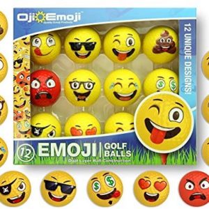 Oji-Emoji Premium Emoji Golf Balls, Unique Professional Practice Golf Balls, 12-Pack Emoji Golfer Novelty Golf Gift for All Golfers, Fun Golf Gifts/Fun