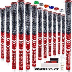 SAPLIZE Golf Grips, Standard/Midsize, 13 Grips with 15 Free Tapes or 13 Grips with Full Regripping Kit, MultiCompound Hybrid Golf Club Grips, 6 Colors Optional