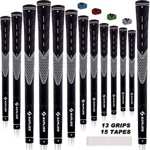 SAPLIZE Golf Grips Standard/Midsize 13 Grips with 15 Tapes or 13 Grips with Full Regripping Kit Anti-Slip Rubber Golf Club Grips