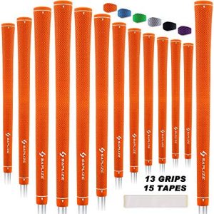SAPLIZE Golf Grips, 6 Pure Colors Available, 13 Grips with Tapes or 13 Grips with Solvent Kit, Standard/Midsize Anti-Slip Rubber Golf Club Grips