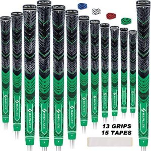 SAPLIZE 13 Golf Grips，4 Colors Available, with Tapes or with Sovlent Kit, Compound Hybrid Rubber Golf Club Grips, Standard/Midsize