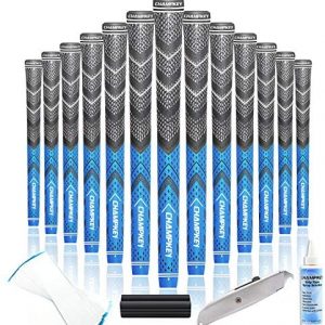 CHAMPKEY Victor Hybrid Golf Grips 13 Pack | Come with Solvent,15 Tapes,Vise Clamp and Hook Blade | All Weather Control and High Feedback Golf Club Grips