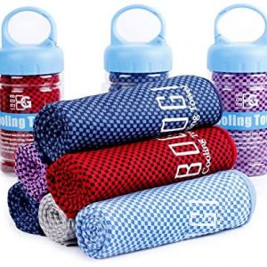 Bogi Cooling Towel for Instant Cooling – 40″x12″ – Use as Cooling Scarf Headband Wristband Bandana-Soft Cool Bamboo Fiber-Stay Cool for Yoga Travel Climb Golf Football Tennis&Outdoor Sports(Purple)