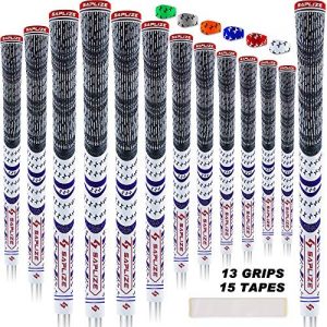SAPLIZE Golf Grips, Standard/Midsize, 13 Grips with 15 Free Tapes or 13 Grips with Full Regripping Kit, MultiCompound Hybrid Golf Club Grips, 6 Colors Optional