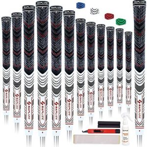 SAPLIZE 13 Golf Grips，4 Colors Available, with Tapes or with Sovlent Kit, Compound Hybrid Rubber Golf Club Grips, Standard/Midsize