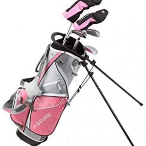 Aspire Junior Plus Complete Golf Club Set for Children, Kids - 5 Age Groups Boys and Girls - Right Hand, Real Girls Junior Golf Bag, Kids Golf Clubs Set