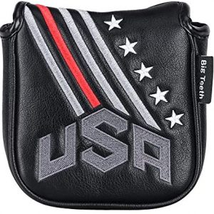 Big Teeth Golf Head Covers Square Half Heel Shaft Mallet Putter USA Stripe and Star Fit for Most Brand Golf Accessories
