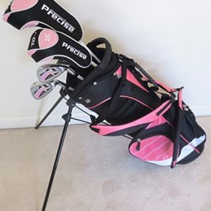 Girls Ages 5-8 Junior Golf Club Set Complete Driver, Hybrid, Irons, Putter, Stand Bag for Kids Pink Color Jr.