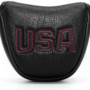 USA Mallet Putter Cover Headcover Magnetic Golf Head Covers Headcovers Club Protective Equipment for Scotty Cameron Odyssey Two Ball Taylormade Durable Thick Pu Leather