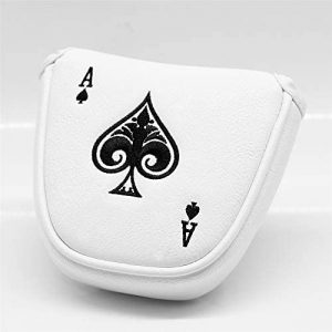 barudan golf Poker Ace White Leather Mallet Putter Cover Headcover Magnetic Club Protector fits for Odyssey 2ball Style Putters, RH LH