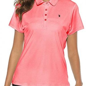 JINSHI Women’s Short Sleeve Polo Shirt Performance Golf Polo Shirt Active Top Tee Shirt